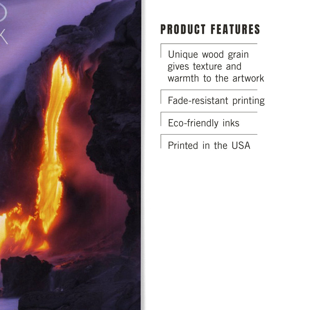 Hawaii Volcanoes National Park, Lava Flow, Lantern Press Photography, Wood Signs and Postcards - Lantern Press