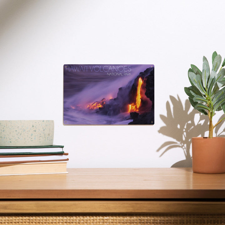 Hawaii Volcanoes National Park, Lava Flow, Lantern Press Photography, Wood Signs and Postcards - Lantern Press