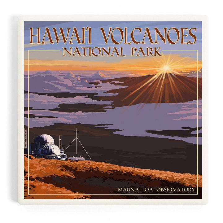 Hawaii Volcanoes National Park, Mauna Loa Observatory at Sunrise, Coasters Coasters Lantern Press