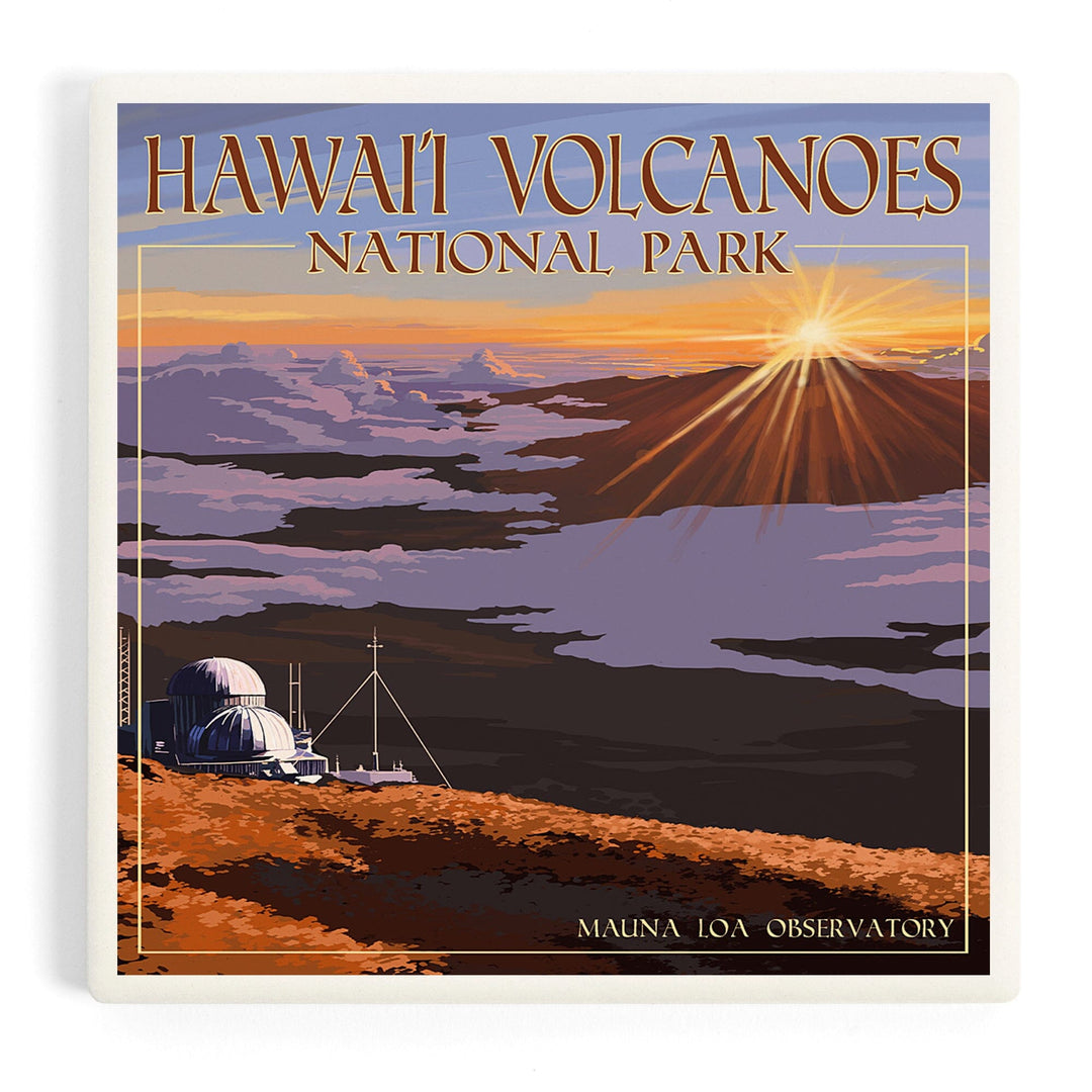 Hawaii Volcanoes National Park, Mauna Loa Observatory at Sunrise, Coasters Coasters Lantern Press Coaster