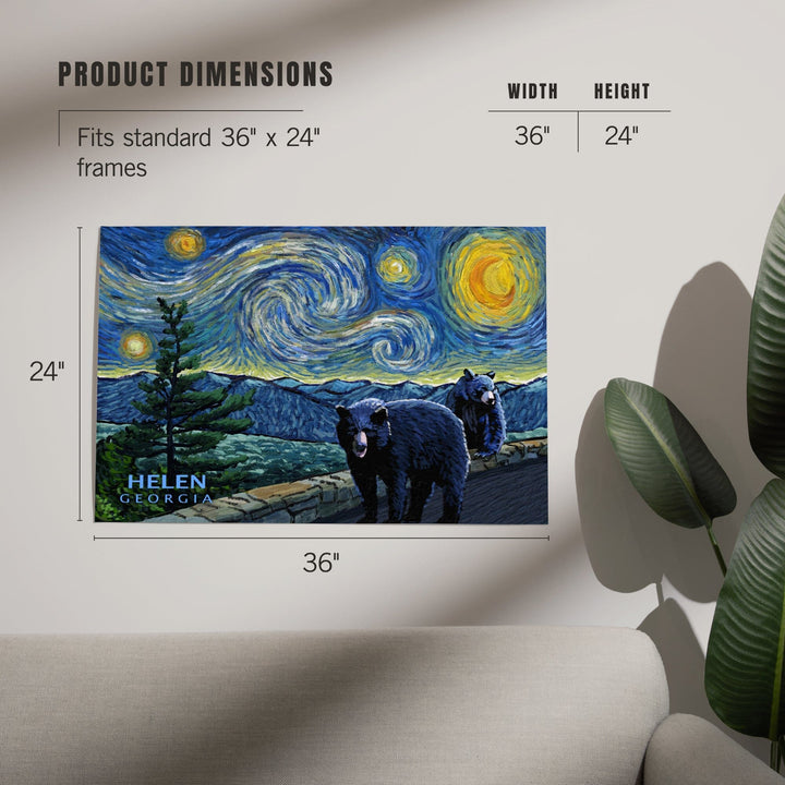 Helen, Georgia, Starry Night, Black Bears, Art & Giclee Prints Art Lantern Press