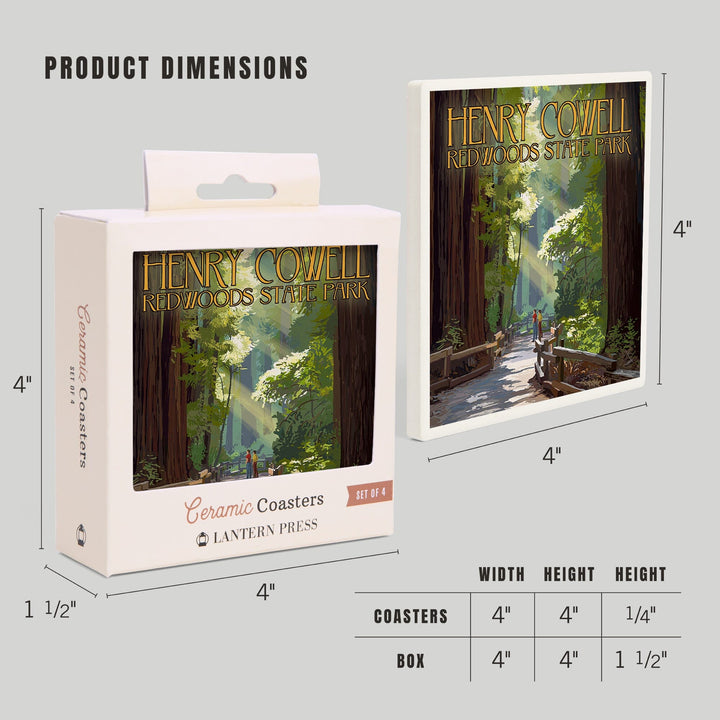 Henry Cowell Redwoods State Park, California, Pathway in Trees, Coasters Coasters Lantern Press