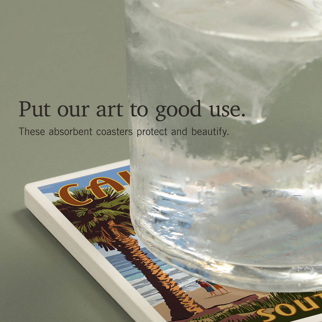 Hermosa Beach, California, Destinations Sign, Coasters Coasters Lantern Press