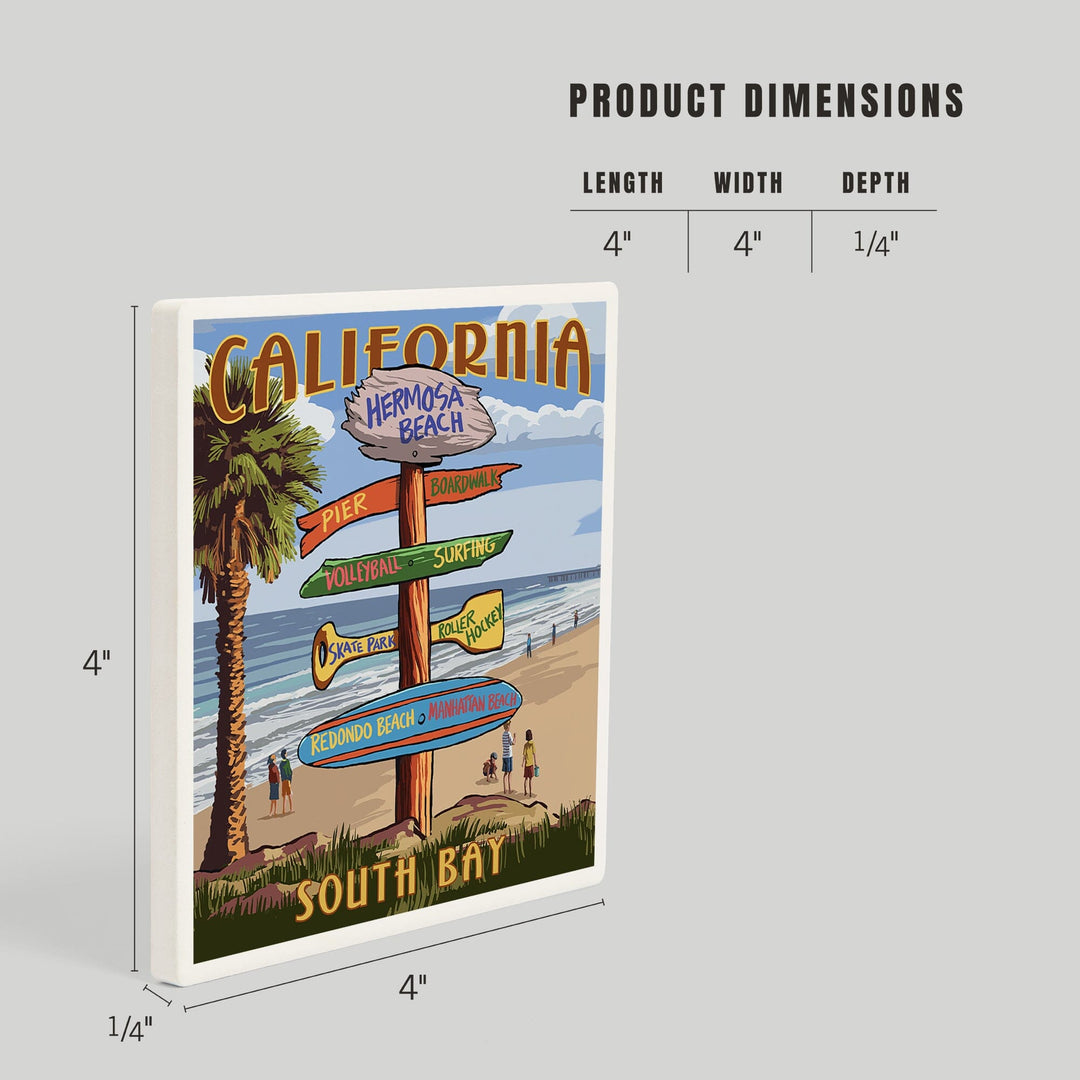 Hermosa Beach, California, Destinations Sign, Coasters Coasters Lantern Press