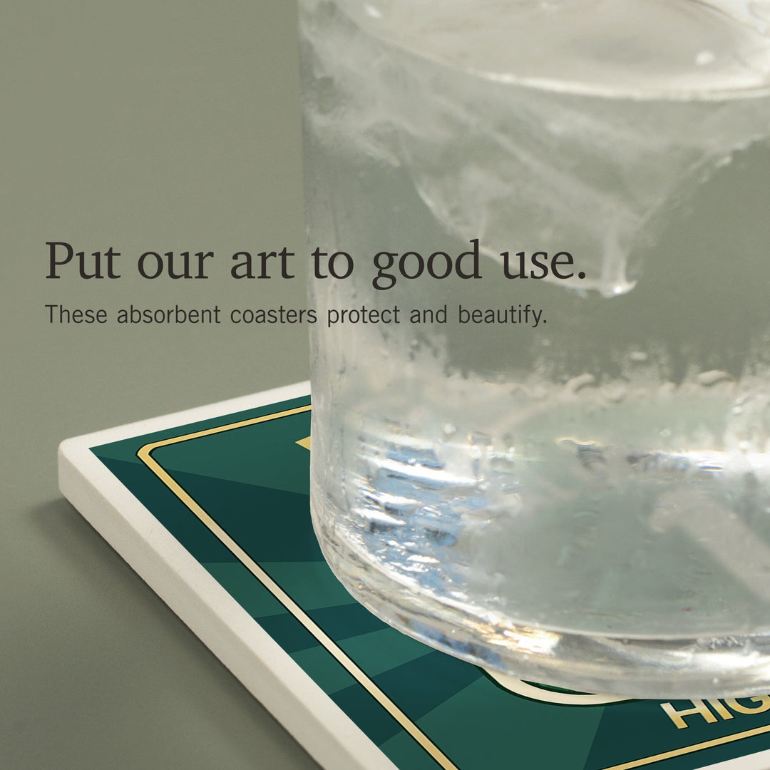 Highway 1, California, Pacific Coast Highway Sign, Coasters Coasters Lantern Press