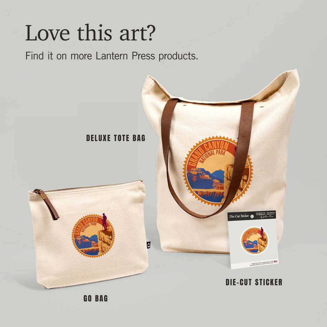 Hiker in Grand Canyon National Park, Psychedelic, Contour, Lantern Press Artwork, Vinyl Sticker - Lantern Press