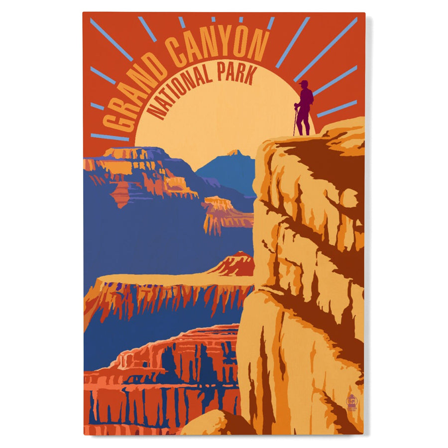 Hiker in Grand Canyon National Park, Psychedelic, Lantern Press Artwork, Wood Signs and Postcards - Lantern Press