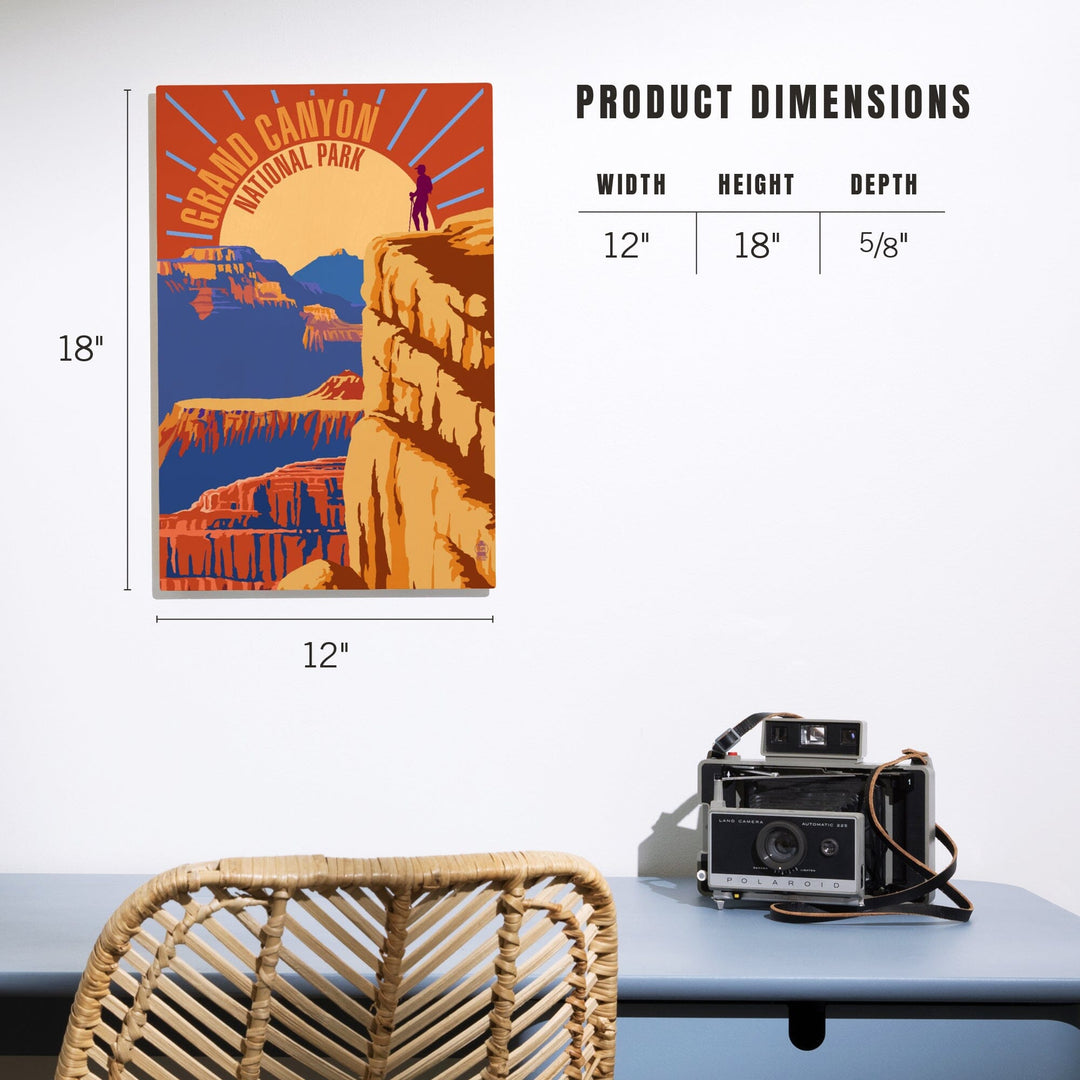 Hiker in Grand Canyon National Park, Psychedelic, Lantern Press Artwork, Wood Signs and Postcards - Lantern Press