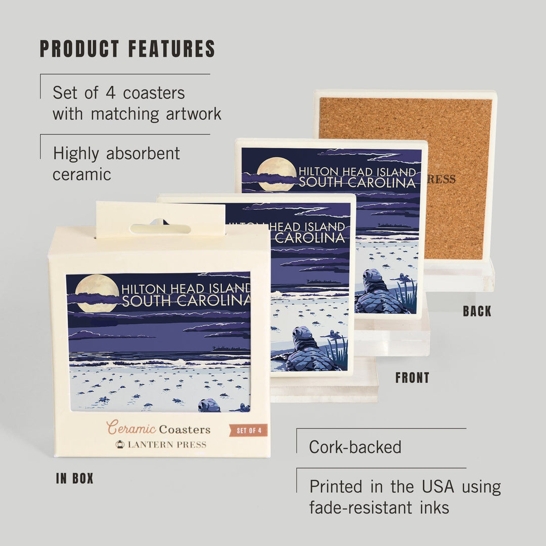 Hilton Head, South Carolina, Baby Turtles Hatching, Coasters Coasters Lantern Press