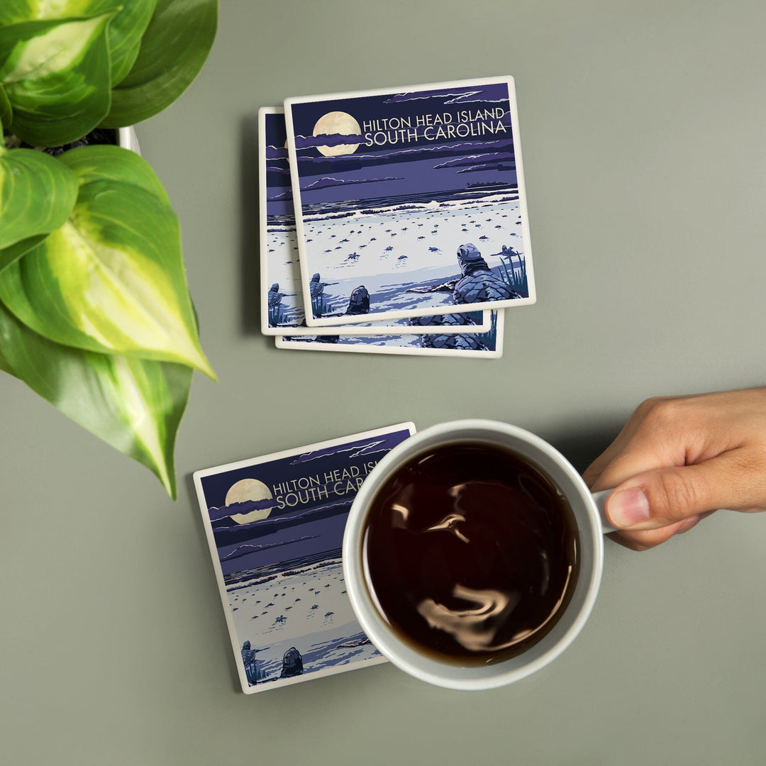 Hilton Head, South Carolina, Baby Turtles Hatching, Coasters Coasters Lantern Press