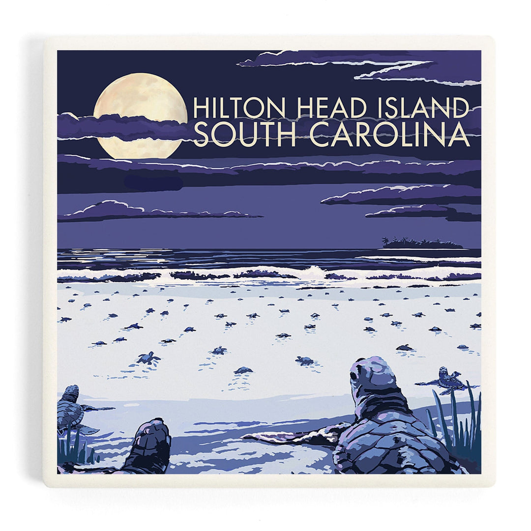 Hilton Head, South Carolina, Baby Turtles Hatching, Coasters Coasters Lantern Press Coaster