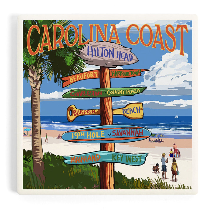 Hilton Head, South Carolina, Destinations Sign, Coasters Coasters Lantern Press Coaster