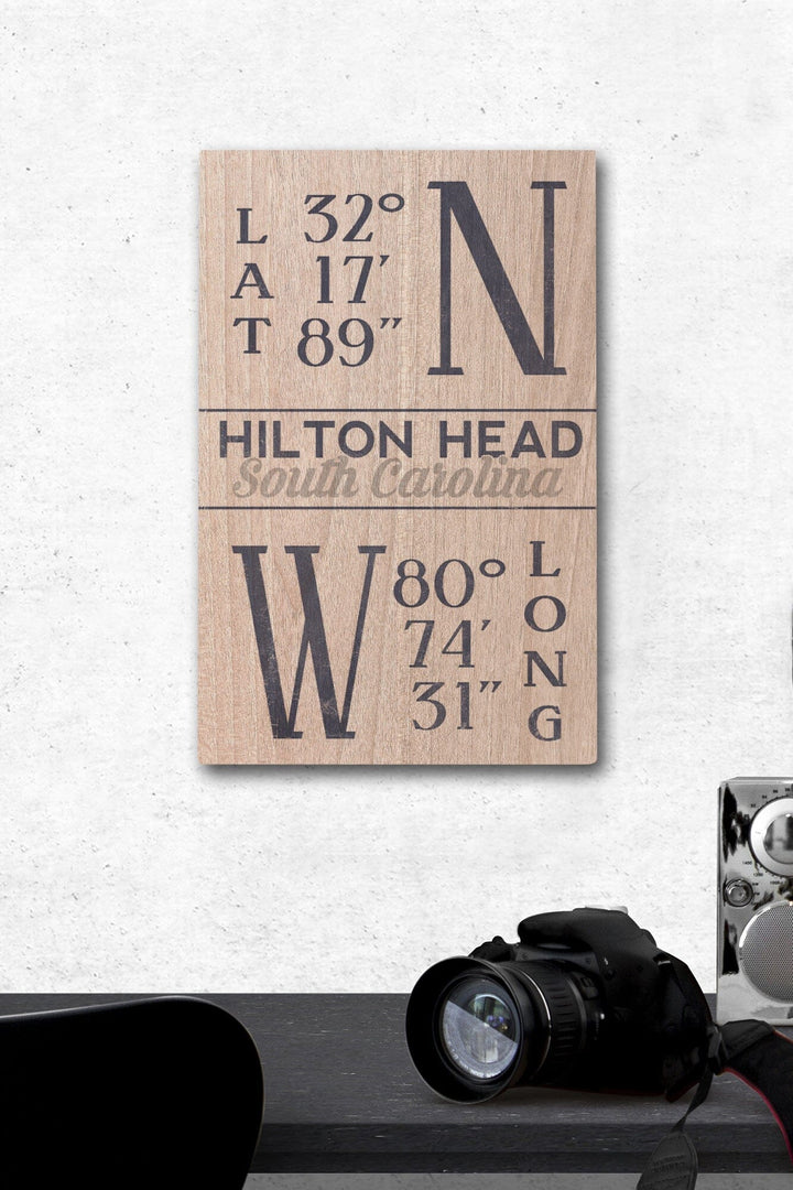 Hilton Head, South Carolina, Latitude & Longitude (Blue), Lantern Press Artwork, Wood Signs and Postcards - Lantern Press