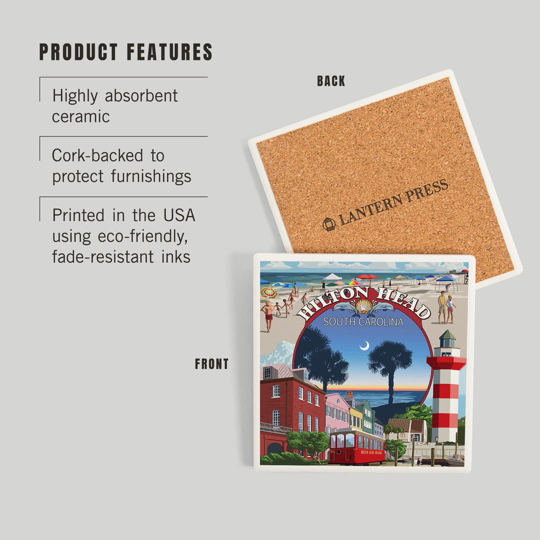 Hilton Head, South Carolina, Montage, Coasters Coasters Lantern Press