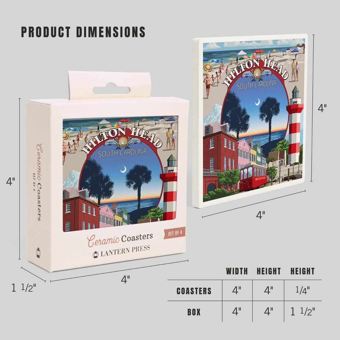 Hilton Head, South Carolina, Montage, Coasters Coasters Lantern Press
