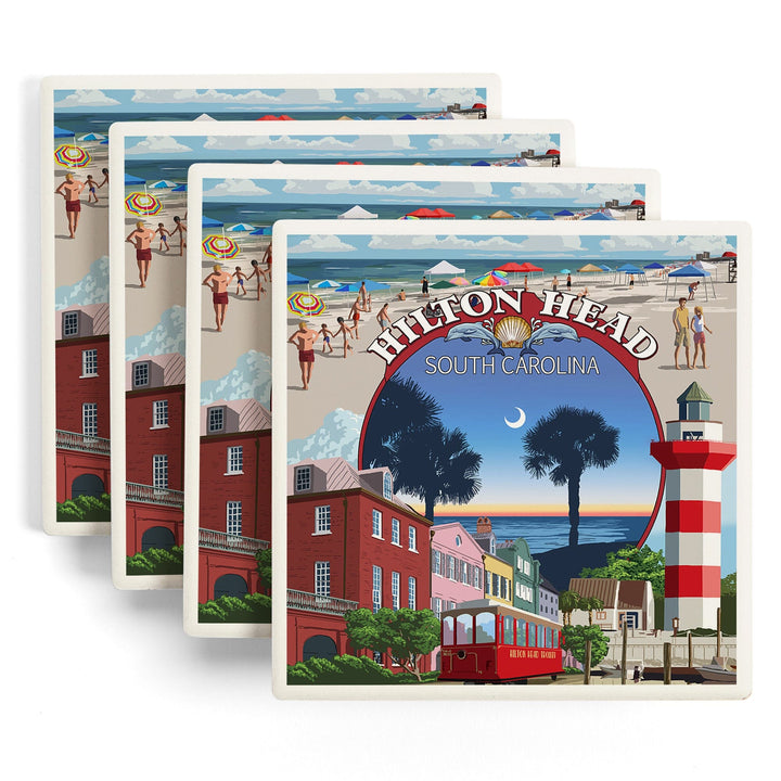 Hilton Head, South Carolina, Montage, Coasters Coasters Lantern Press