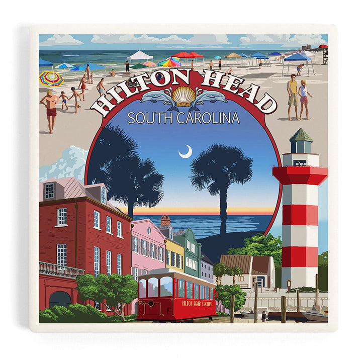Hilton Head, South Carolina, Montage, Coasters Coasters Lantern Press Coaster