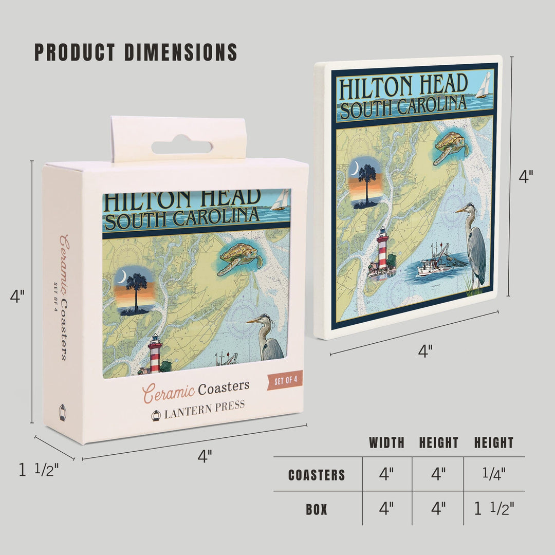 Hilton Head, South Carolina, Nautical Chart, Coasters Coasters Lantern Press