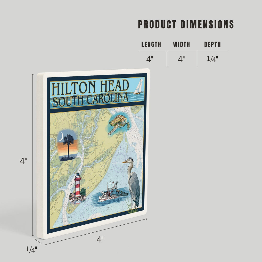 Hilton Head, South Carolina, Nautical Chart, Coasters Coasters Lantern Press
