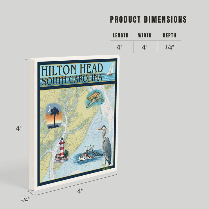 Hilton Head, South Carolina, Nautical Chart, Coasters Coasters Lantern Press