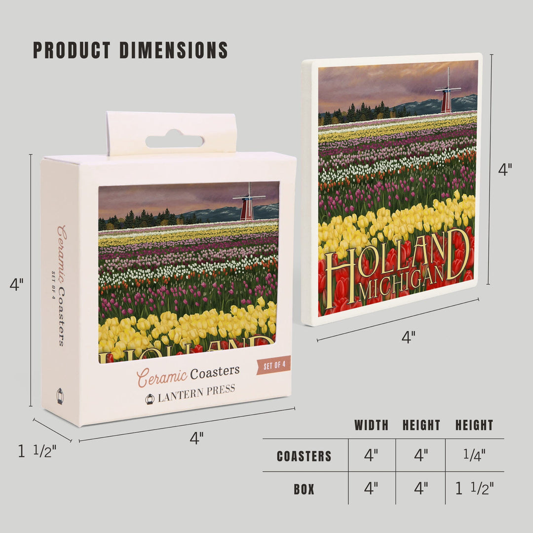 Holland, Michigan, Tulip Fields, Coasters Coasters Lantern Press