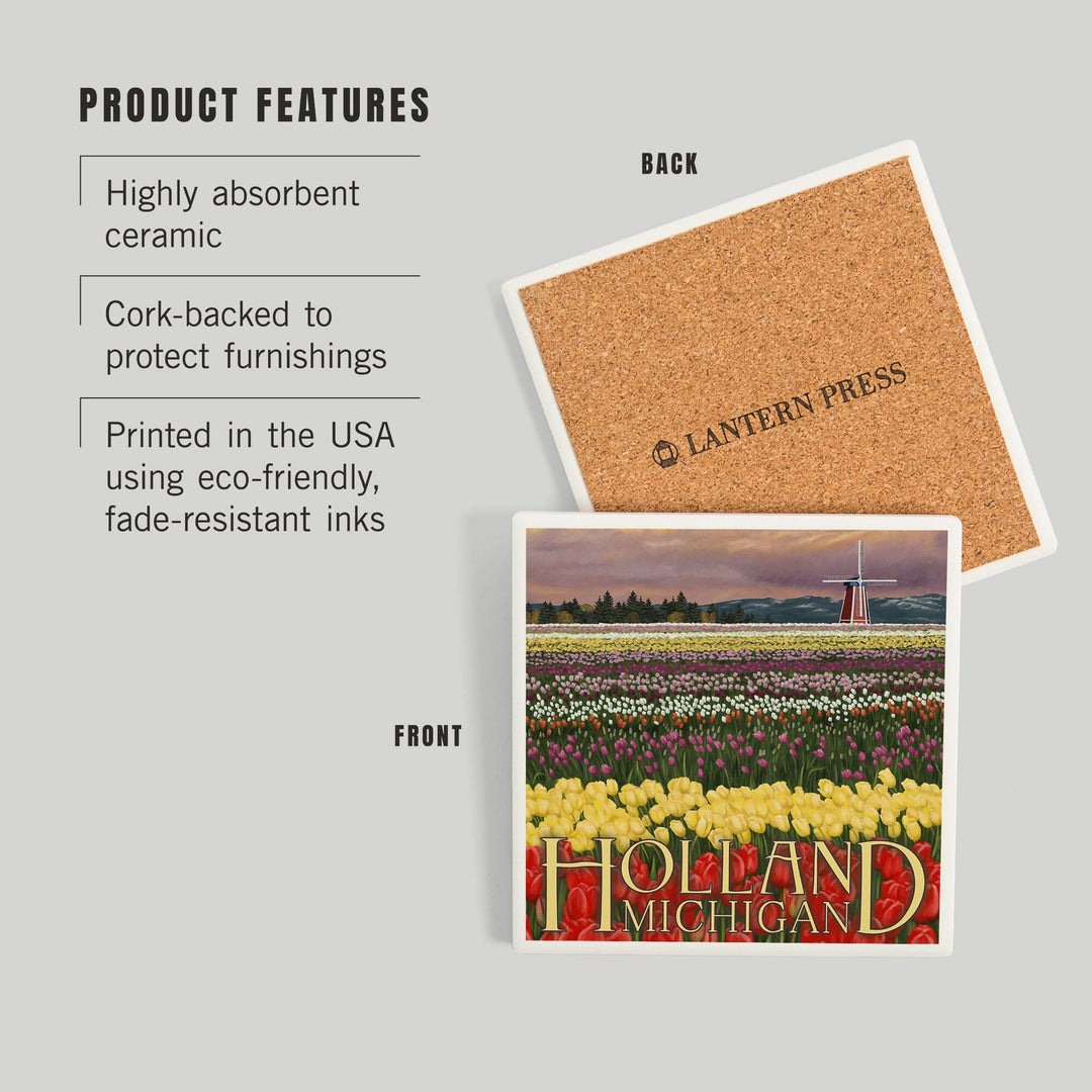 Holland, Michigan, Tulip Fields, Coasters Coasters Lantern Press