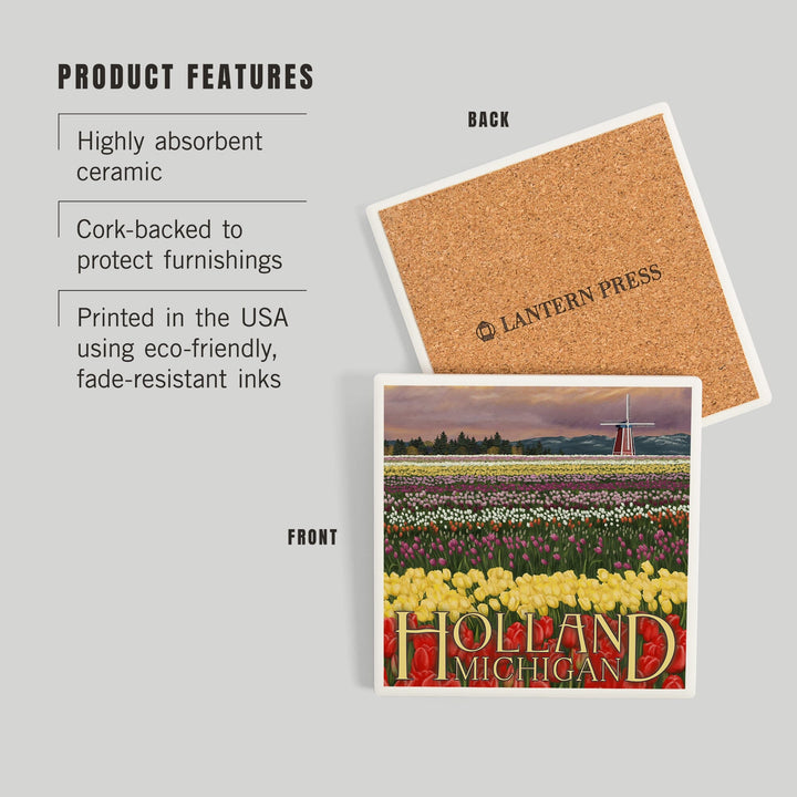 Holland, Michigan, Tulip Fields, Coasters Coasters Lantern Press