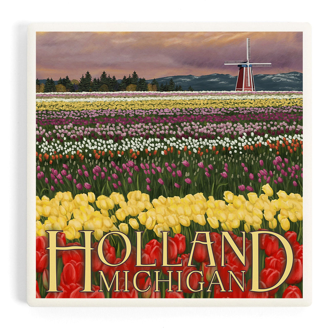 Holland, Michigan, Tulip Fields, Coasters Coasters Lantern Press