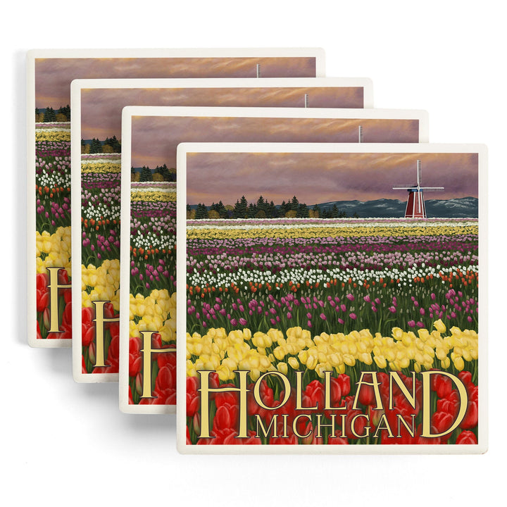 Holland, Michigan, Tulip Fields, Coasters Coasters Lantern Press