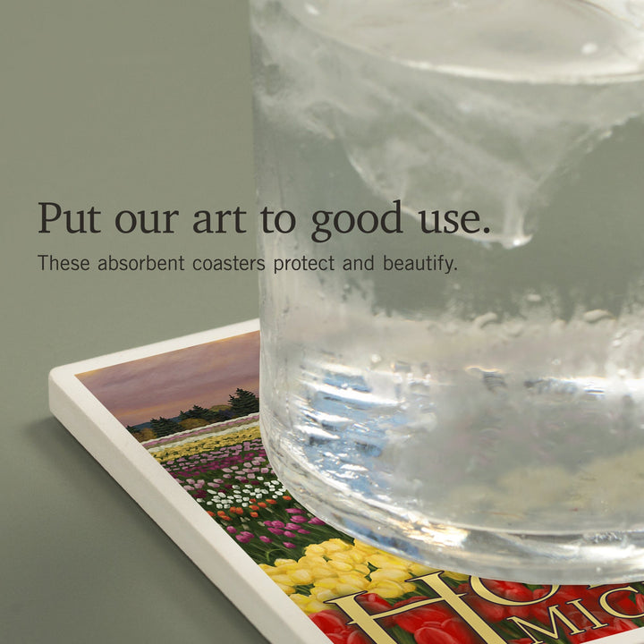 Holland, Michigan, Tulip Fields, Coasters Coasters Lantern Press