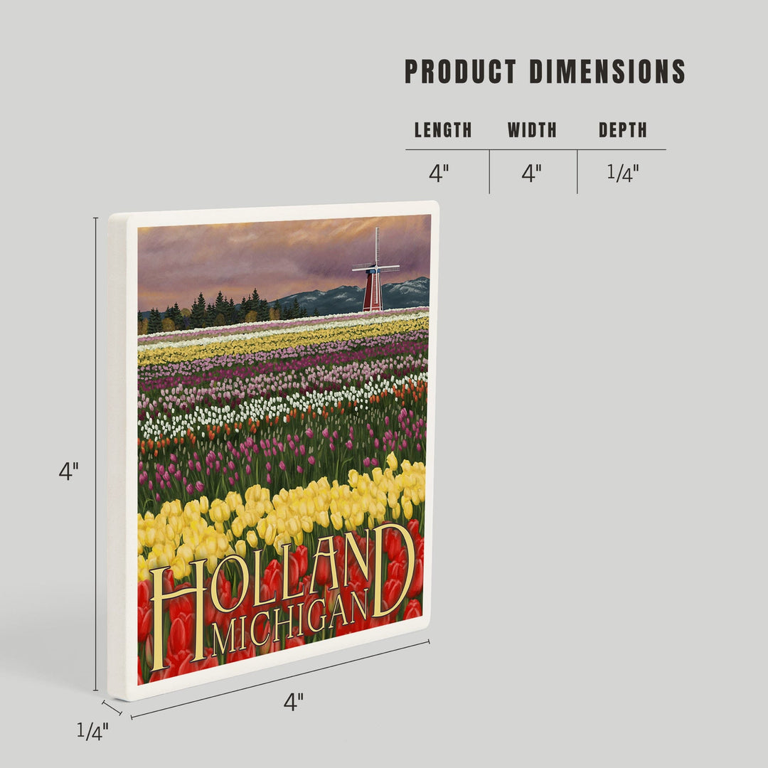 Holland, Michigan, Tulip Fields, Coasters Coasters Lantern Press