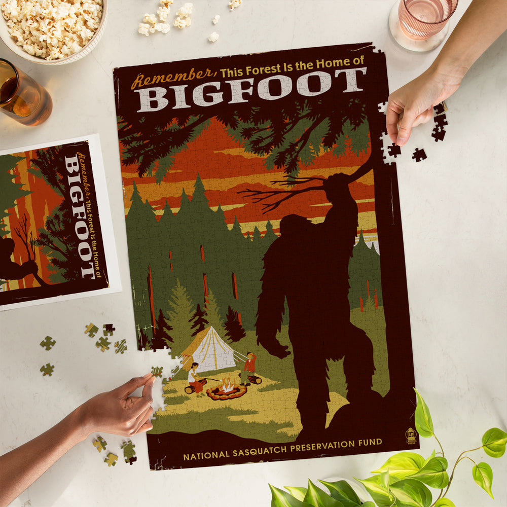 Home of Bigfoot, WPA Style, Jigsaw Puzzle Puzzle Lantern Press