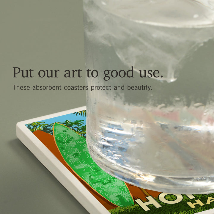 Honolulu, Hawaii, Surfboard Fence, Coasters Coasters Lantern Press