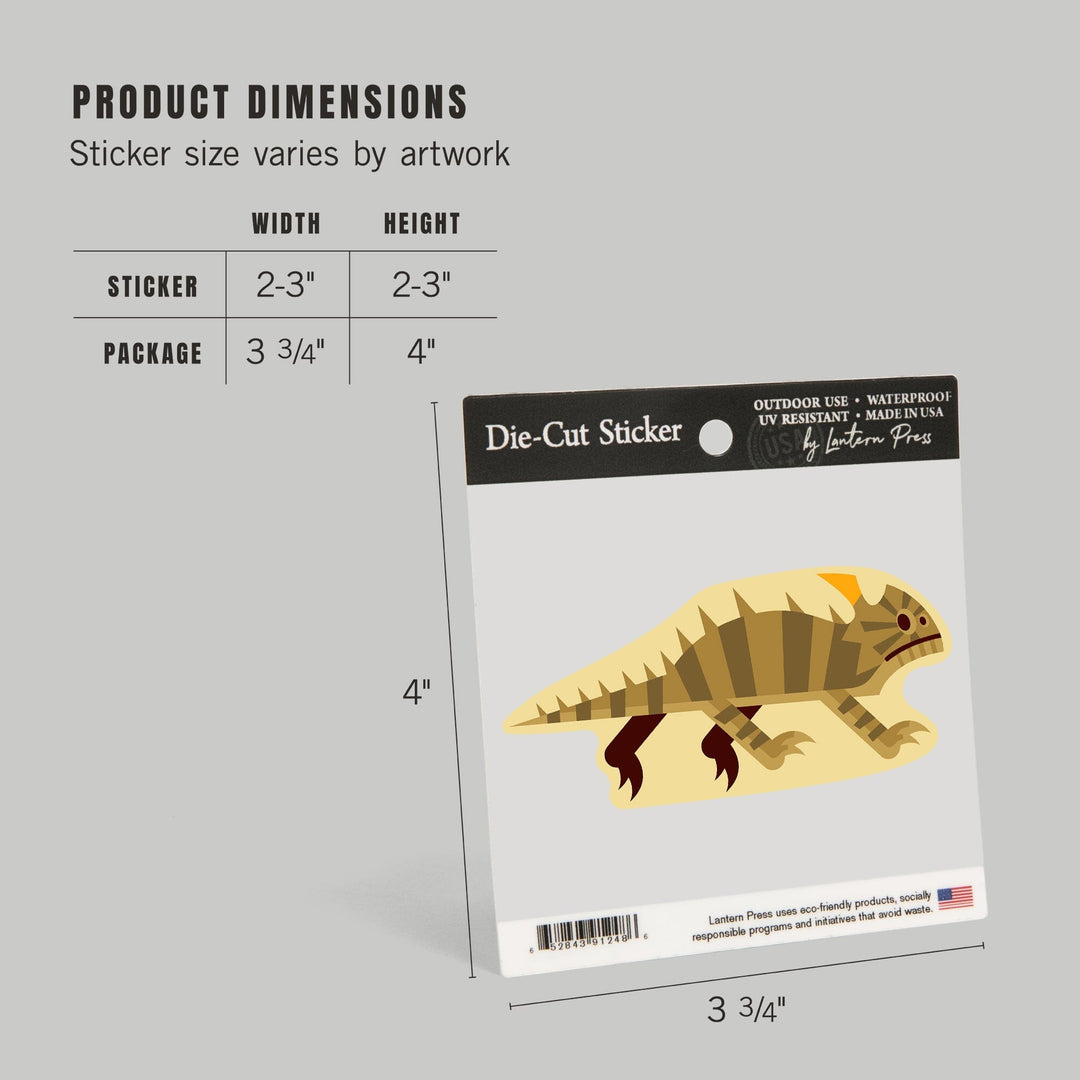 Horned Lizard, Geometric, Contour, Vinyl Sticker Sticker Lantern Press