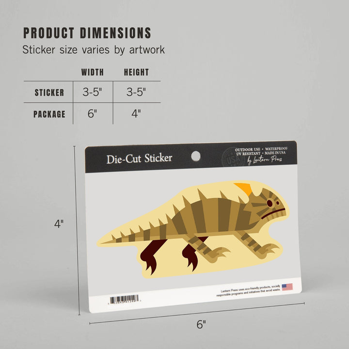 Horned Lizard, Geometric, Contour, Vinyl Sticker Sticker Lantern Press