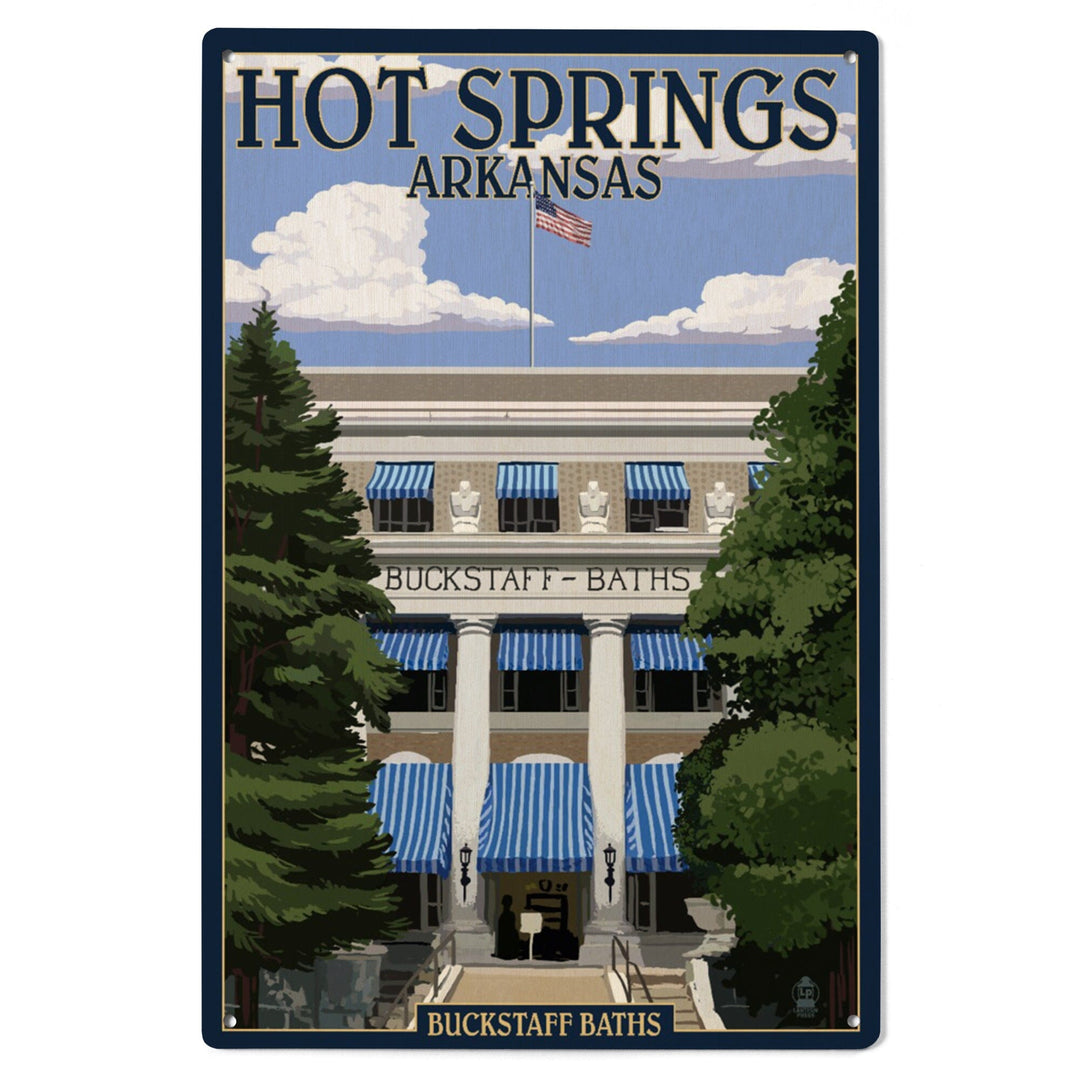Hot Springs National Park, Arkansas, Buckstaff Bathhouse, Lantern Press Artwork, Wood Signs and Postcards - Lantern Press