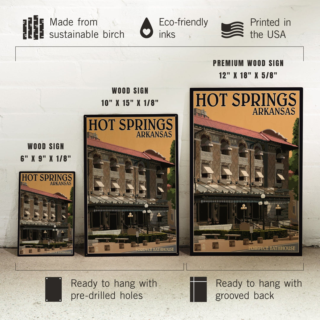 Hot Springs National Park, Arkansas, Fordyce Bathhouse, Lantern Press Artwork, Wood Signs and Postcards - Lantern Press