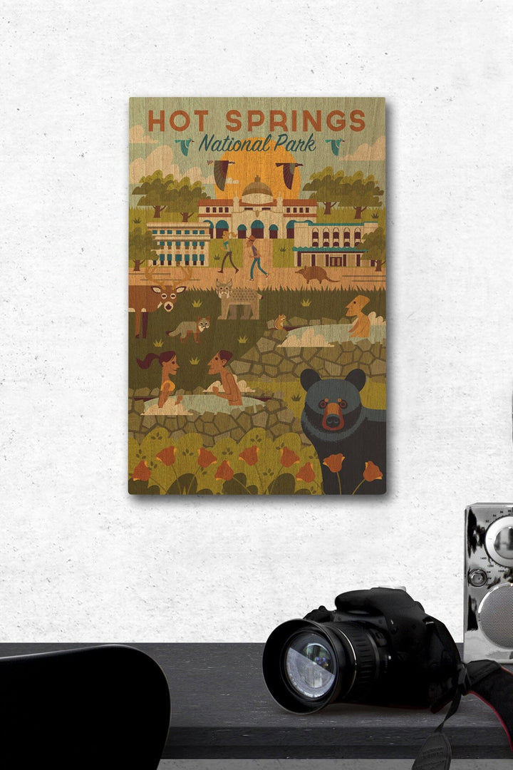 Hot Springs National Park, Arkansas, Geometric National Park Series, Lantern Press Artwork, Wood Signs and Postcards - Lantern Press