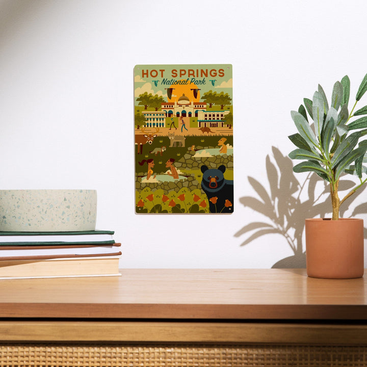 Hot Springs National Park, Arkansas, Geometric National Park Series, Lantern Press Artwork, Wood Signs and Postcards - Lantern Press