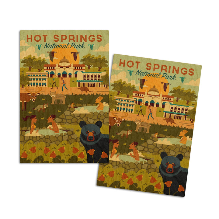 Hot Springs National Park, Arkansas, Geometric National Park Series, Lantern Press Artwork, Wood Signs and Postcards - Lantern Press