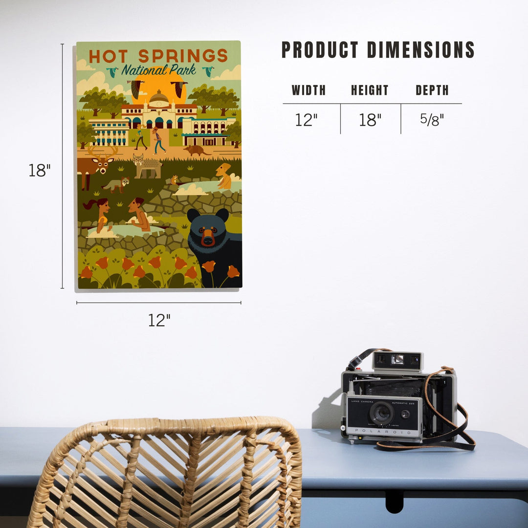 Hot Springs National Park, Arkansas, Geometric National Park Series, Lantern Press Artwork, Wood Signs and Postcards - Lantern Press