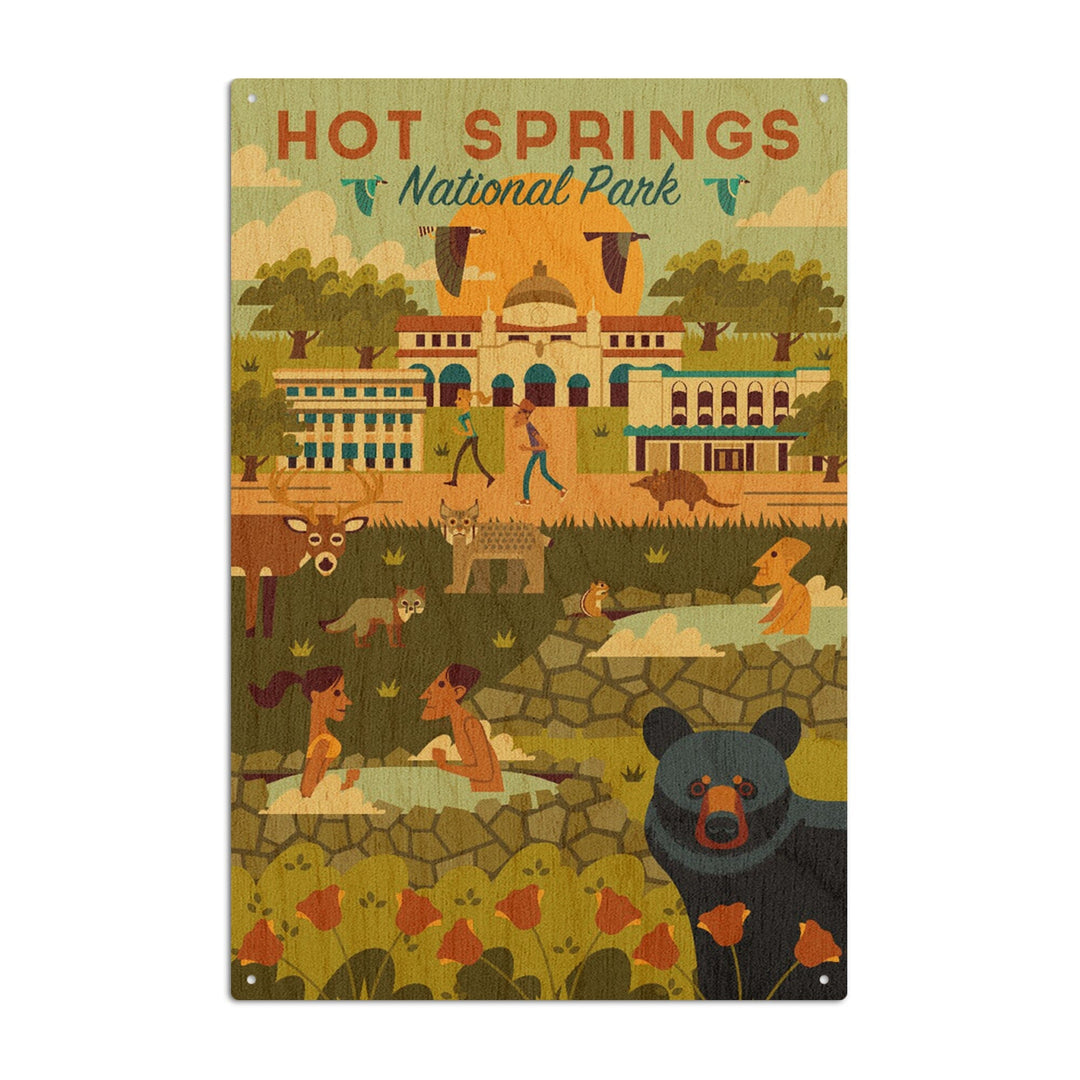 Hot Springs National Park, Arkansas, Geometric National Park Series, Lantern Press Artwork, Wood Signs and Postcards - Lantern Press