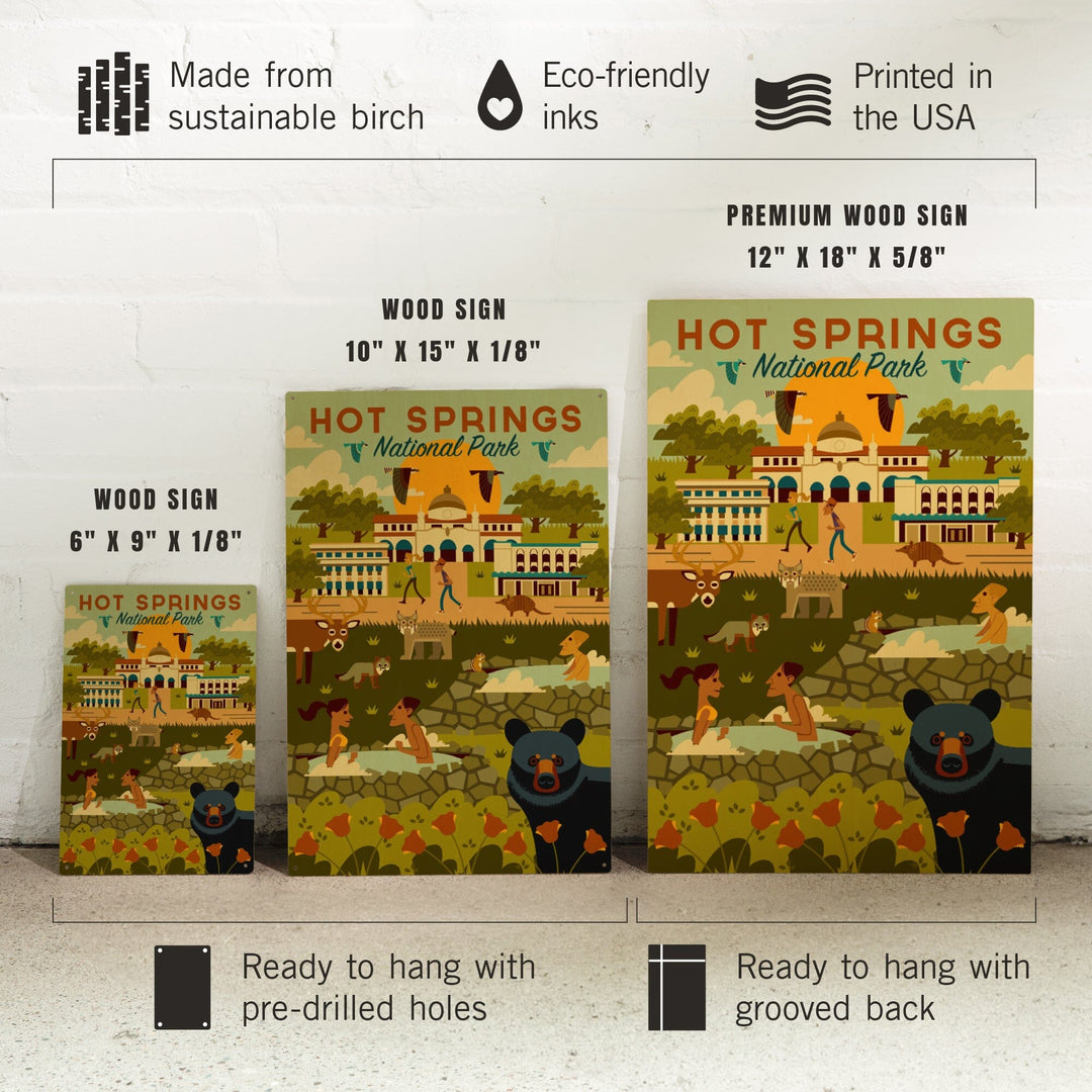 Hot Springs National Park, Arkansas, Geometric National Park Series, Lantern Press Artwork, Wood Signs and Postcards - Lantern Press