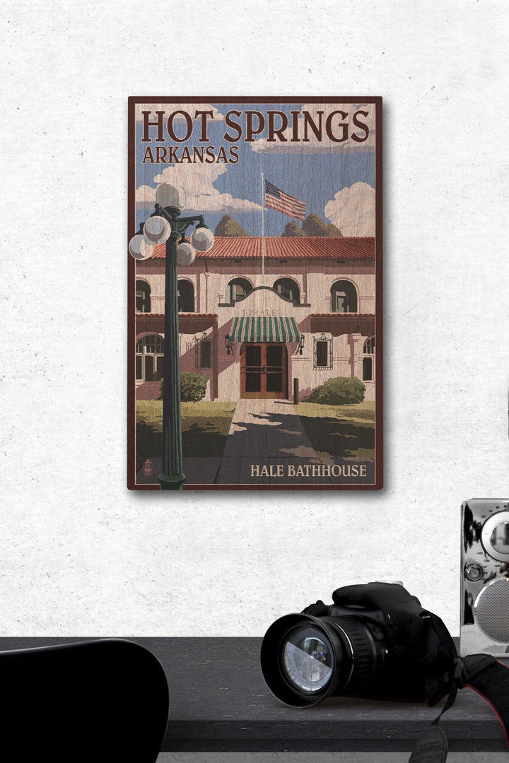 Hot Springs National Park, Arkansas, Hale Bathhouse, Lantern Press Artwork, Wood Signs and Postcards - Lantern Press