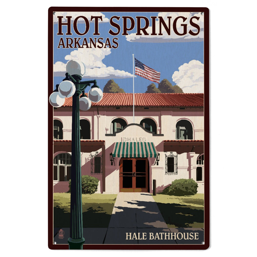 Hot Springs National Park, Arkansas, Hale Bathhouse, Lantern Press Artwork, Wood Signs and Postcards - Lantern Press
