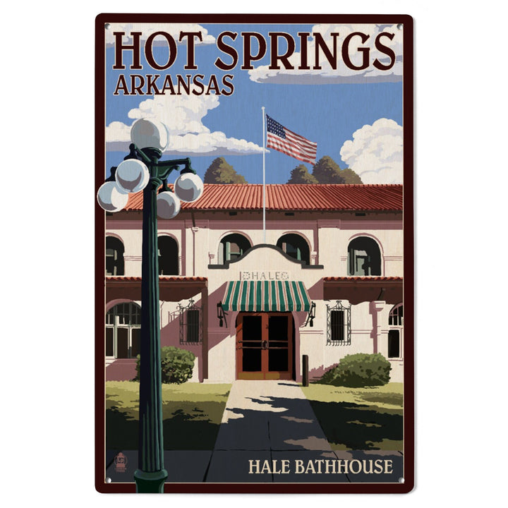 Hot Springs National Park, Arkansas, Hale Bathhouse, Lantern Press Artwork, Wood Signs and Postcards - Lantern Press