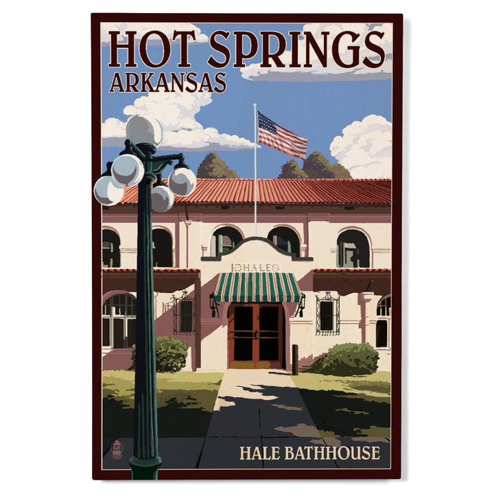 Hot Springs National Park, Arkansas, Hale Bathhouse, Lantern Press Artwork, Wood Signs and Postcards - Lantern Press