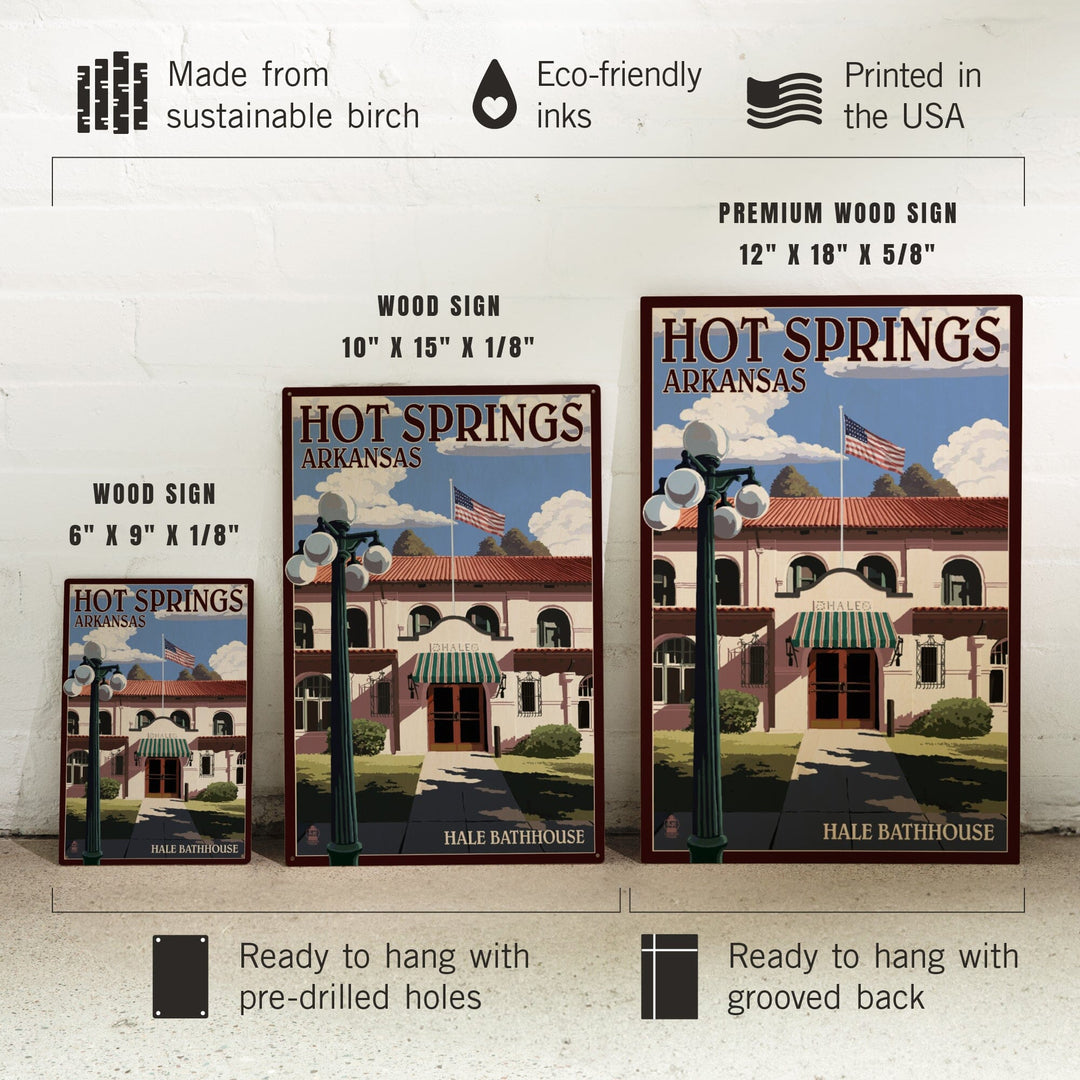 Hot Springs National Park, Arkansas, Hale Bathhouse, Lantern Press Artwork, Wood Signs and Postcards - Lantern Press