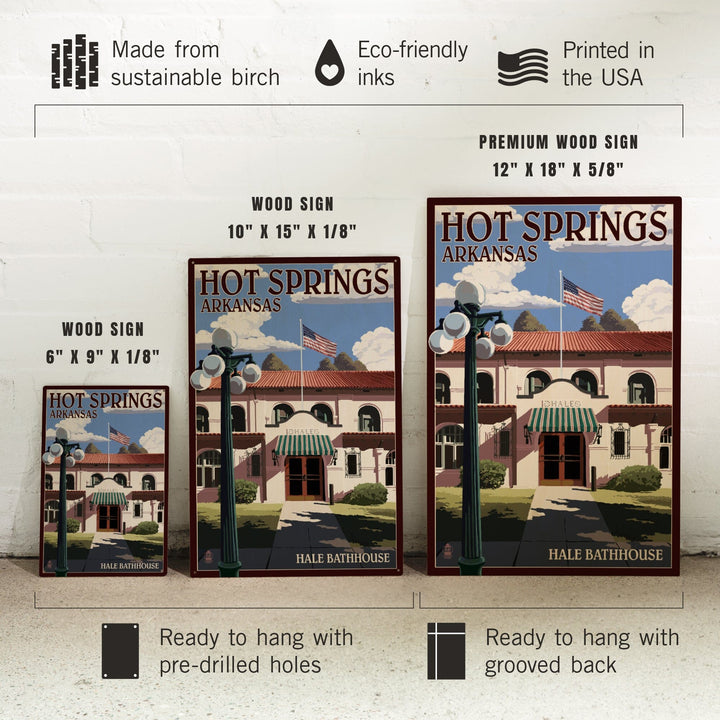 Hot Springs National Park, Arkansas, Hale Bathhouse, Lantern Press Artwork, Wood Signs and Postcards - Lantern Press