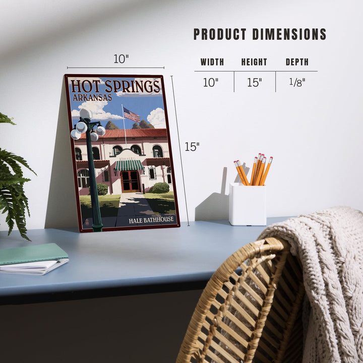 Hot Springs National Park, Arkansas, Hale Bathhouse, Lantern Press Artwork, Wood Signs and Postcards - Lantern Press